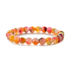 Chakra Naturstein Perlenarmband mit bunten Achat- und Quarzsteinen für Damen