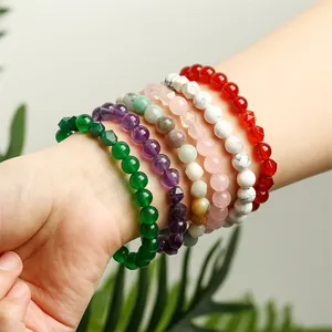 Edelstein-Armband-Set mit facettiertem Amethyst, Rosenquarz und Achat in Schichtoptik