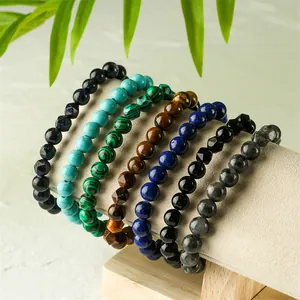 Elastische Perlenarmbänder Set mit facettierten Natursteinen wie Rosenquarz und Amethyst