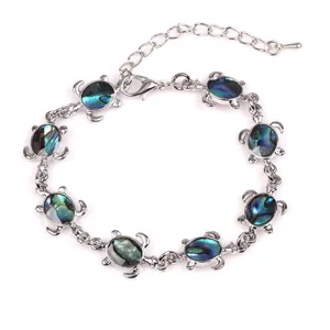 Böhmische Legierung Abalone Muschel Charme Armband Für Damen Ozean Schildkröte Eule Mond Stern Seepferdchen Tier Gliederkettchen Schmuck Geschenk