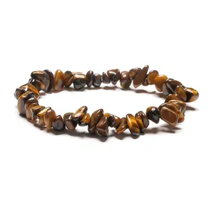 Handmade tiger eye crystal bracelet featuring natural irregular polished gemstone beads