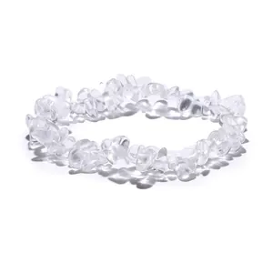 Handmade clear quartz irregular stone bracelet with transparent crystal chips