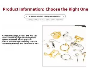 Detailed collection of gold and silver DIY earring components including hooks and clips