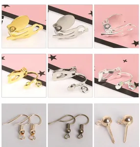 DIY jewelry making kit featuring iron ear hooks and assorted metal earring clips