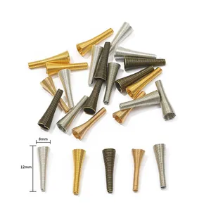 Detailed view of 8mm x 12mm spiral cone spring beads in various metallic finishes