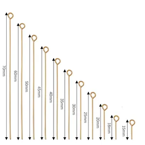 Goldene Edelstahl-Ösenstifte für DIY-Schmuck in verschiedenen Längen von 15 mm bis 70 mm