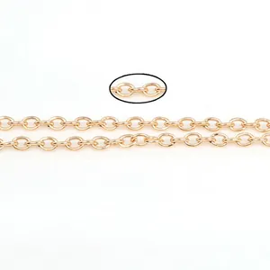 Macro detail of gold-plated metal O-chain links for DIY jewelry making and earrings