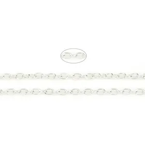 Macro view of bright silver metal O-chain cable link for DIY jewelry making accessories