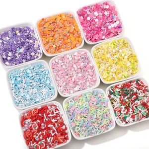 Colorful mixed polymer clay slices set with faux diamonds and pearls for DIY crafts