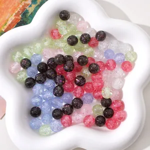 10mm resin opal beads with crackle effect in flower tray for DIY jewelry making
