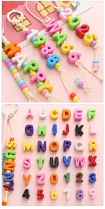 Détails de perles colorées en acrylique avec lettres et chiffres pour bricolage et bijoux