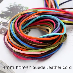 3mm Velourslederband in verschiedenen leuchtenden Farben für DIY-Halsketten und Basteln