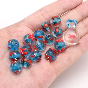 Perles en verre bleu poisson rouge et baleine pour la fabrication de bijoux DIY