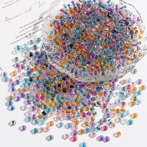 Detailed view of 4mm faceted glass seed beads in assorted colors for DIY jewelry making