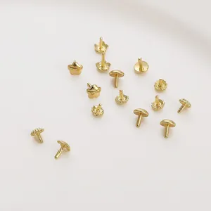 Assorted 14K gold-plated copper flower charms and pin heads for DIY jewelry making