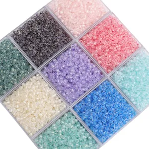 4mm faceted glass beads in a nine-grid storage box for DIY jewelry making and crafts