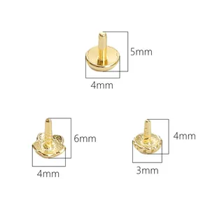14K gold plated flower pattern jewelry caps in various sizes with dimension labels