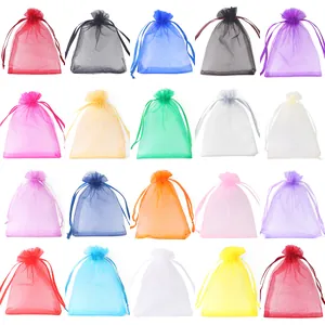 Bolsas de organza transparentes con cordón en 20 colores vibrantes para joyería