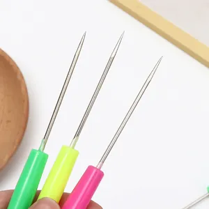 Three-piece colorful plastic handle awls with sharp steel tips for DIY leather handcrafts