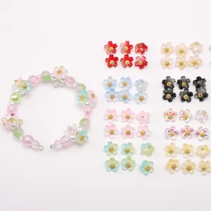 DIY jewelry kit with 10mm glass cherry blossom beads and colorful handmade bracelets