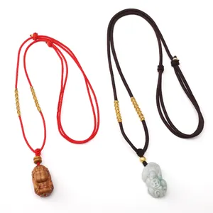 Adjustable nylon woven necklace cords with dragon knot and traditional amulets