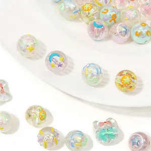 Cuentas de acrílico de 16mm con acabado aurora y formas de oso para creación de joyas