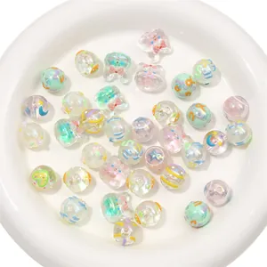 Cuentas acrílicas irisadas de 16mm con forma de oso y conejo para joyería artesanal