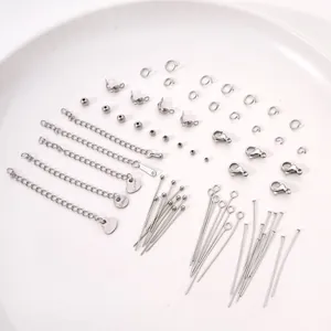 Kit de joyería DIY con cierres de langosta de acero inoxidable y anillas abiertas