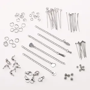 Accesorios de Joyería de Acero Inoxidable Cadenas de Extensión Cierres de Langosta Anillas de Salto Pasadores de Ojo T Cabeza Para Collar Pulsera Manualidades DIY