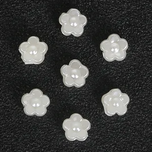 Cuentas de flores de perlas ABS blancas para hacer joyas y accesorios de bricolaje