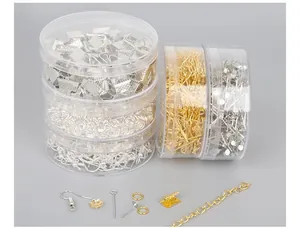 DIY jewelry making kit featuring gold and silver earring hooks and jump rings