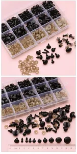 DIY veiligheidsogen en ringen set in opbergdoos met liniaal voor knutselpoppen