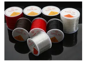 Macro detail of Crystal Tec elastic beading cords in 0.6mm to 1.0mm multiple colors