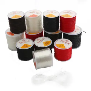 Elastic beaded crystal cord for jewelry making 0.6mm and 0.8mm rolls 100M length