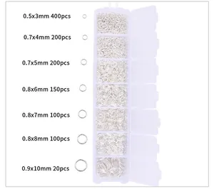 Detail view of 3-10mm jump ring assortment set for DIY jewelry making in plastic box