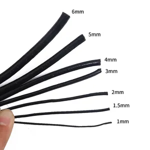 Detailed comparison of black round cord materials in sizes from 1mm to 6mm diameter