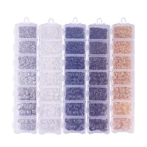 5-pack storage box set with assorted 3-10mm jump rings in silver gold and bronze tones