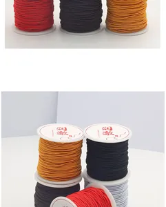 Detailed view of assorted colorful elastic beading cords wound on white plastic spools