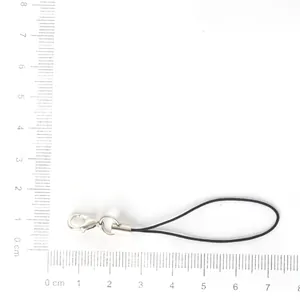 8cm black braided mobile strap with silver lobster clasp and centimeter measurement