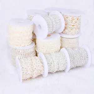 Assorted ABS pearl and rhinestone decorative trim rolls for DIY jewelry and garment crafts