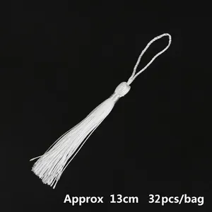 Set di 32 nappe decorative bianche in poliestere per segnalibri, lunghezza circa 13 cm