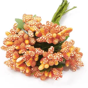 Pistils de fleurs artificiels orange et crème pour la création de bijoux DIY