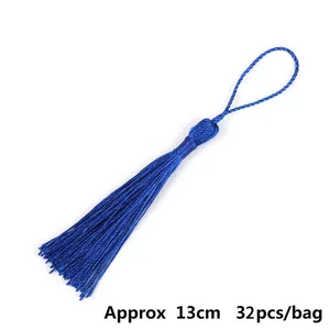 Nappine decorative blu reale in seta di poliestere con asola, 13 cm, confezione da 32 pezzi