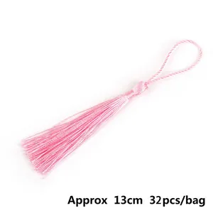 Nappine in seta rosa con passante intrecciato per fai da te, lunghezza 13cm, 32 pezzi