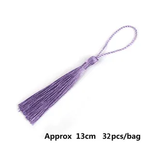 Set di 32 nappe in poliestere viola fatte a mano con passanti, lunghezza 13 cm per artigianato