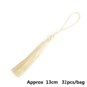 Set di 32 nappe in poliestere bianco crema, lunghezza 13cm per segnalibri e progetti fai da te