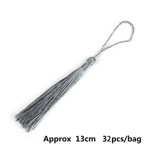 Nappina in seta grigio argento da 13 cm per segnalibri fai-da-te e artigianato