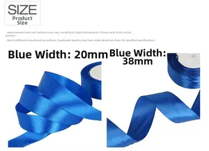 Detaillierte Größentabelle für 20mm und 38mm blaue Satinbänder für DIY-Bastelprojekte