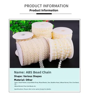 Detailed view of ABS faux pearl bead strands in various styles for DIY craft wedding decor
