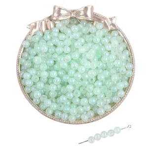 Iridescent mint green mermaid acrylic beads for DIY necklace and jewelry making